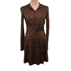 Diane Von Furstenberg DVF Didi Wrap Dress Size 2 Brown Silk Animal Print